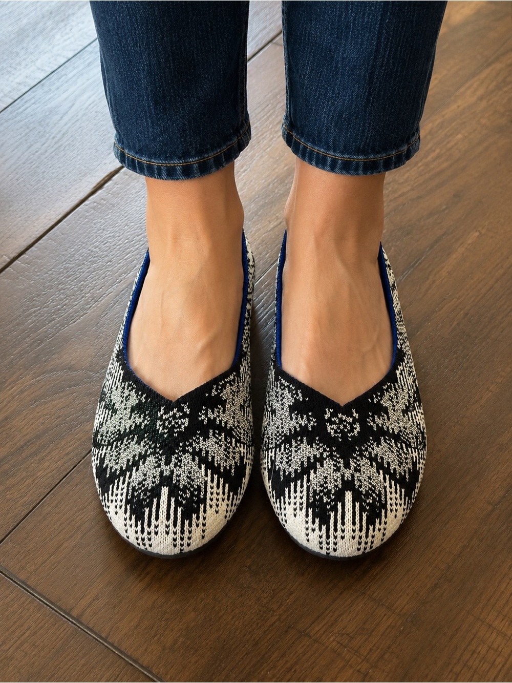 Rothy’s Black & Silver Knit Ballet Flats